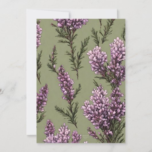 Heather Botanical Pattern Invitation Kaart (Achterkant)
