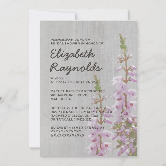 Heather Bridal Shower-uitnodigingen Kaart (Voorkant)