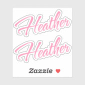 Heather decoratieve naam in roze x2 Sticker (Vel)