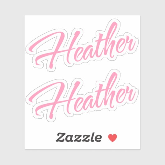 Heather decoratieve naam in roze x2 Sticker (Vel)