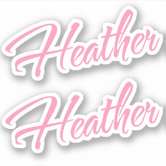 Heather decoratieve naam in roze x2 Sticker (Voorkant)