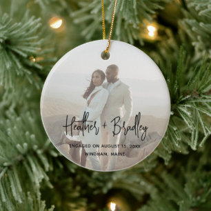 Heather Elegant Foto Minimaal Modern Betrokken Keramisch Ornament