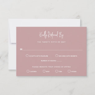 Heather Elegant Stoffig Roos Minimal Modern Weddin RSVP Kaartje