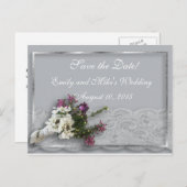 Heather en Lace Opslaan van de datum Briefkaart (Voorkant / Achterkant)