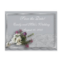 Heather en Lace Opslaan van de datum Briefkaart