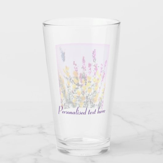 Heather Gorse Floral Butterfly gepersonaliseerd Glas (Achterkant)