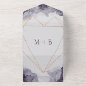 Heather Goud Glitter Watercolor Bruiloft All In One Uitnodiging (Buitenkant)