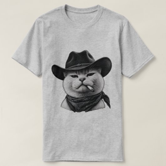 Heather Grey Cowboy Kat T-Shirt (Design voorkant)