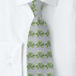 Heather Grey en zachte groene Shamrocks Stropdas