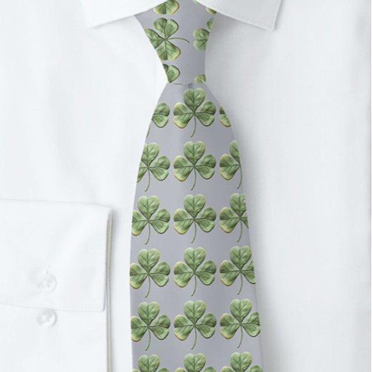 Heather Grey en zachte groene Shamrocks Stropdas