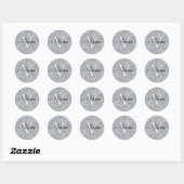 Heather Grey met witte monogram naam Ronde Sticker (Vel)