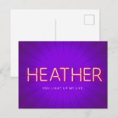 Heather in gloeiende neonverlichting briefkaart (Voorkant / Achterkant)