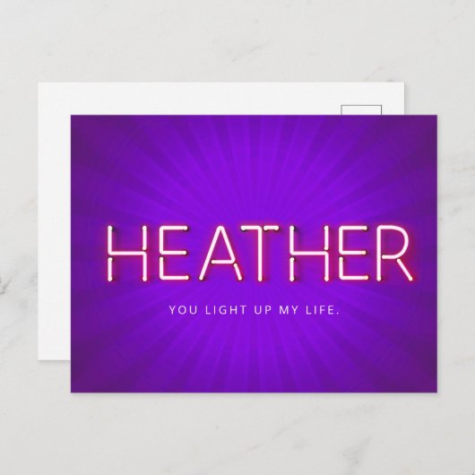 Heather in gloeiende neonverlichting briefkaart (Voorkant / Achterkant)