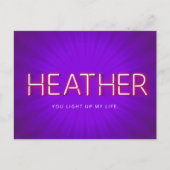 Heather in gloeiende neonverlichting briefkaart (Voorkant)