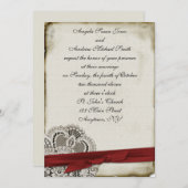 Heather  Lace Red Uitnodiging (Voorkant / Achterkant)