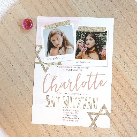 Heather Mauve Pink Bat Mitzvah Kaart