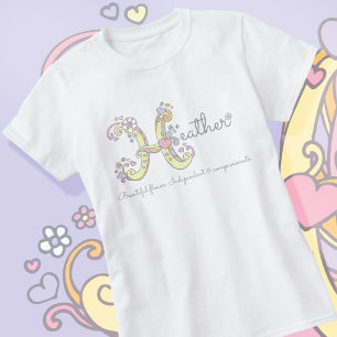 Heather meisjes noemen decoratieve betekenis t-shirt