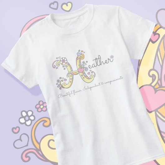 Heather meisjes noemen decoratieve betekenis t-shirt