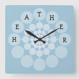 HEATHER Modern Fun Name Clock Vierkante Klok