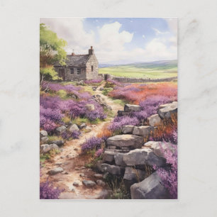 Heather Moorland en stenen huis landschap Briefkaart