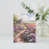Heather Moorland en stenen huis landschap Briefkaart (Staand voorkant)