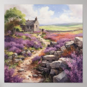 Heather Moorland en stenen huis landschap Poster (Voorkant)
