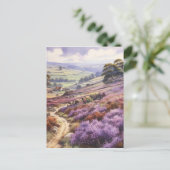 Heather Moorland veld in een valleilandschap Briefkaart (Staand voorkant)