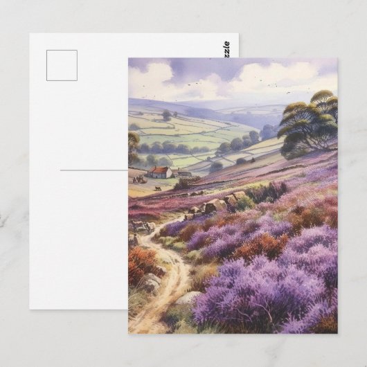 Heather Moorland veld in een valleilandschap Briefkaart (Voorkant / Achterkant)