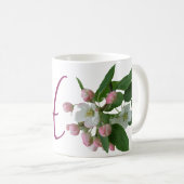  Heather naam monogram roze bloesem Koffiemok (Voorkant rechts)