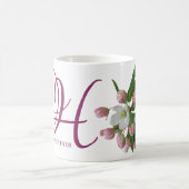  Heather naam monogram roze bloesem Koffiemok (Center)