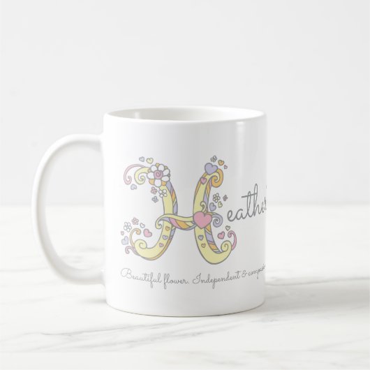 Heather name betekent monogram H gepersonaliseerd  Koffiemok (Links)