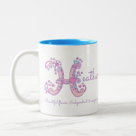 Heather name meaning monogram H personalized mug Tweekleurige Koffiemok
