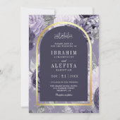 Heather Paarse Bloemenboog Moslim Bruiloft Kaart (Voorkant)
