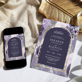 Heather Paarse Bloemenboog Moslim Bruiloft Kaart