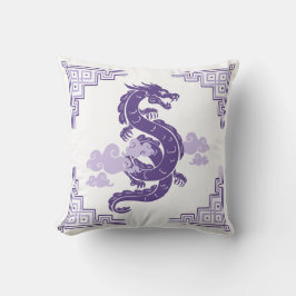 Heather Paarse Chinoiserie Dragon & Clouds Kussen