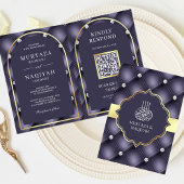 Heather Paarse Getuft QR Code Moslim Trouwjurk