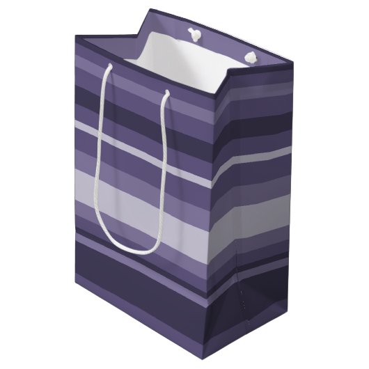 Heather paarse strepen medium cadeauzakje (Voorkant Gekanteld)