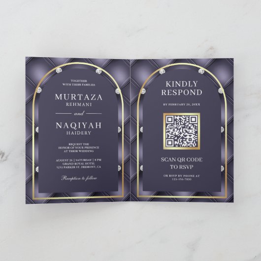 Heather Paarse Tufted QR Code Moslim Bruiloft (Binnen)