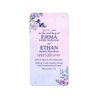 heather periwinkle plum lavender blue Wedding  Etiket