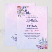 heather periwinkle plum lavender blue Wedding  Kaart (Voorkant / Achterkant)