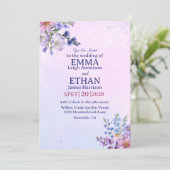 heather periwinkle plum lavender blue Wedding Kaart (Staand voorkant)