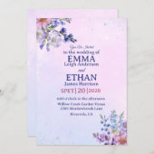 heather periwinkle plum lavender blue Wedding  Kaart (Voorkant / Achterkant)
