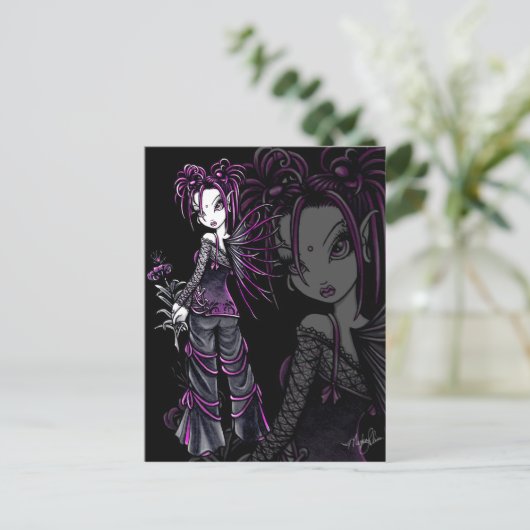 "Heather" Roze Valentijnsdag Flower Fairy Postc Feestdagenkaart (Staand voorkant)