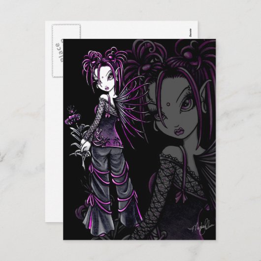 "Heather" Roze Valentijnsdag Flower Fairy Postc Feestdagenkaart (Voorkant / Achterkant)