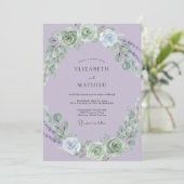 Heather Sage Petal Bruiloft Kaart (Staand voorkant)