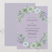 Heather Sage Petal Bruiloft Kaart (Voorkant / Achterkant)