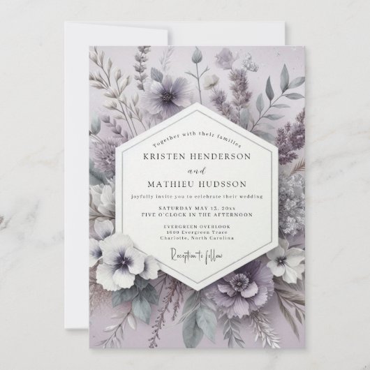 Heather Serene Meadow Wedding Kaart (Voorkant)