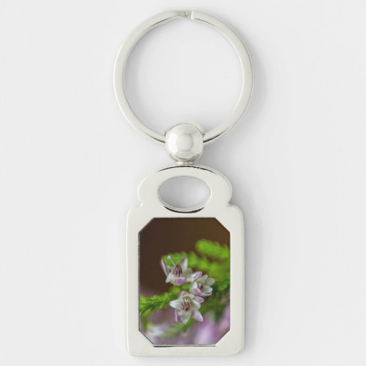 Heather Spring flower evergreen bloom paars wit Sleutelhanger (Voorkant)