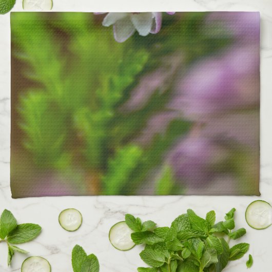 Heather Spring flower evergreen bloom paars wit Theedoek (Gevouwen)