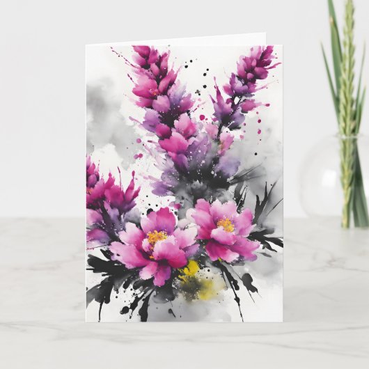 Heather - Watercolor bloemen Kaart (Voorkant)